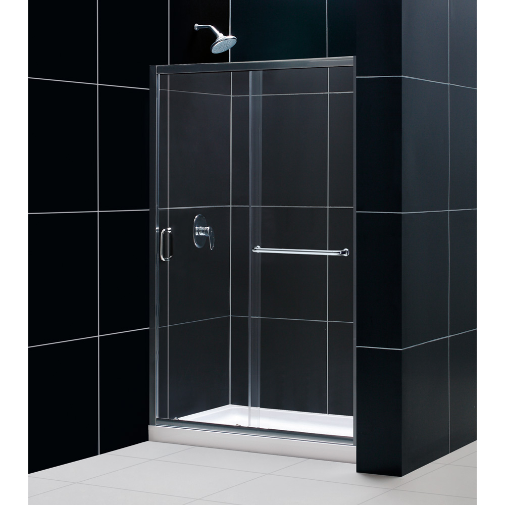 Bath Authority DreamLine Infinity-Z Frameless Sliding Shower Door and SlimLine Single Threshold Shower Base (36" by 48") DL-6975C