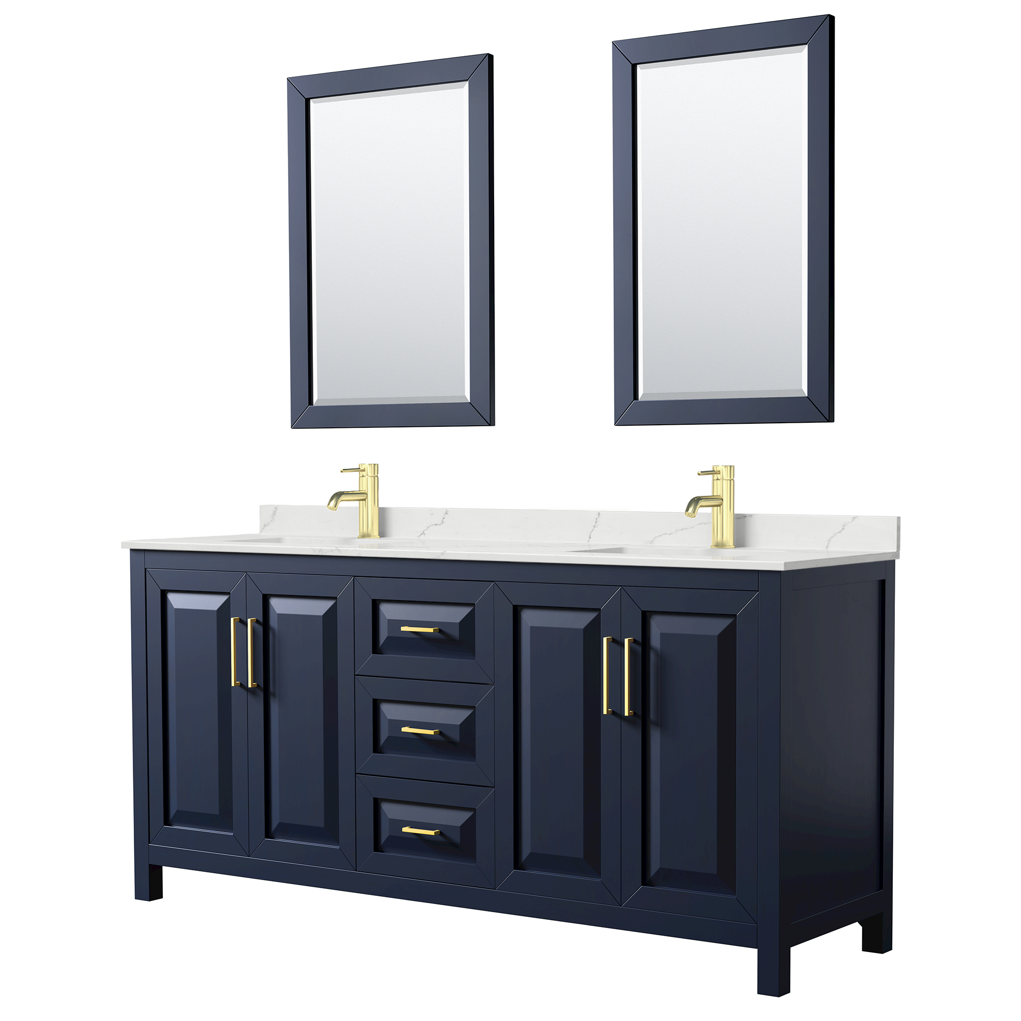 Daria 72" Double Bathroom Vanity by Wyndham Collection - Dark Blue WC-2525-72-DBL-VAN-BLU