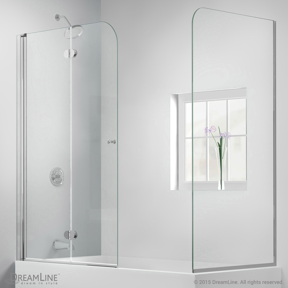 Bath Authority DreamLine AquaFold Hinged Tub Door (56"-60") with Return Panel, Chrome Finish Hardware SHDR-3636580-RT-01