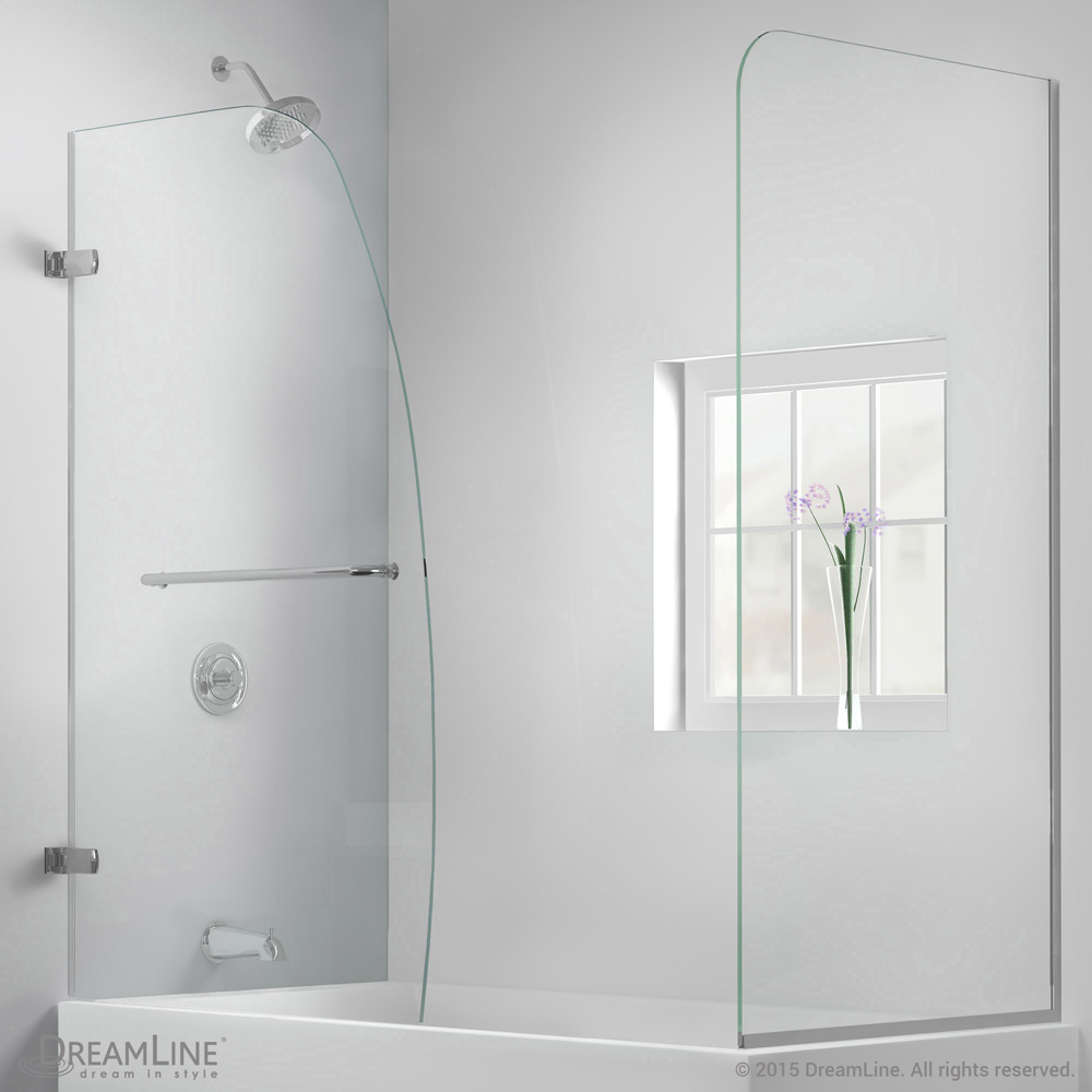 Bath Authority DreamLine Aqua Uno Frameless Hinged Tub Door (56" - 60") with Return Panel SHDR-3534586-RT