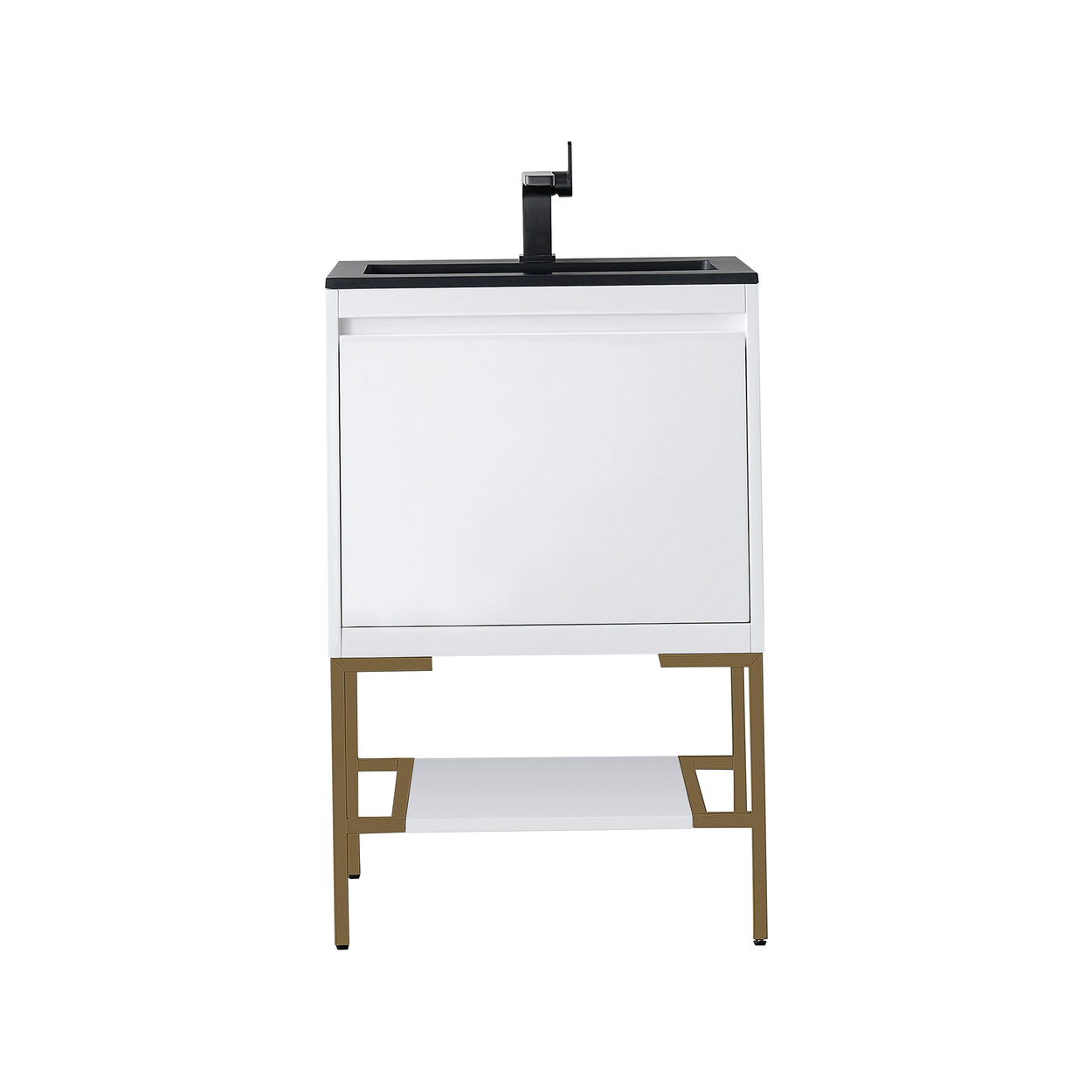James Martin Milan 23.6" Single Vanity Cabinet, Glossy White, Radiant Gold 801V23.6GWRGD