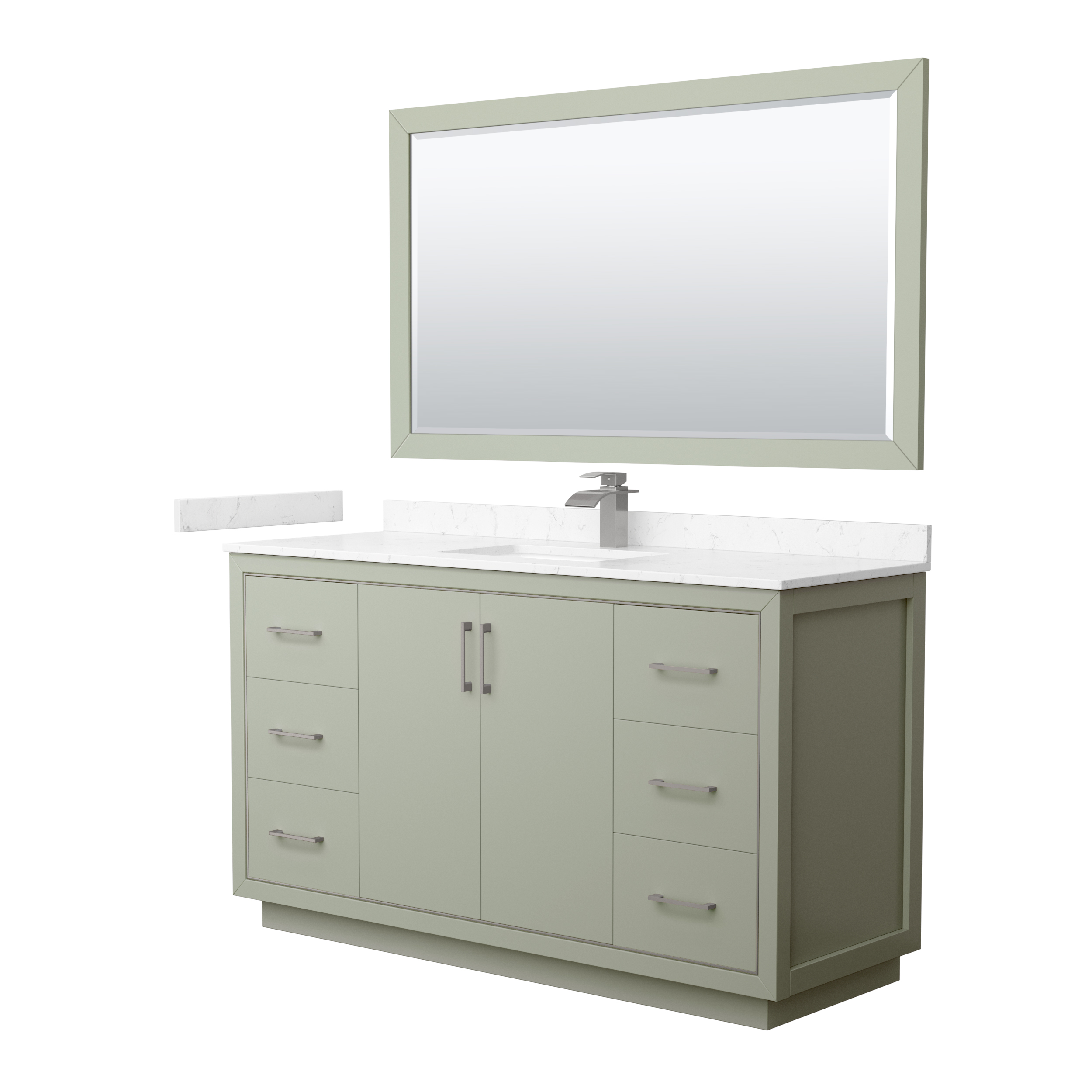 Icon 60" Single Vanity with optional Cultured Marble Counter - Light Green WC-1111-60-SGL-VAN-LGN-