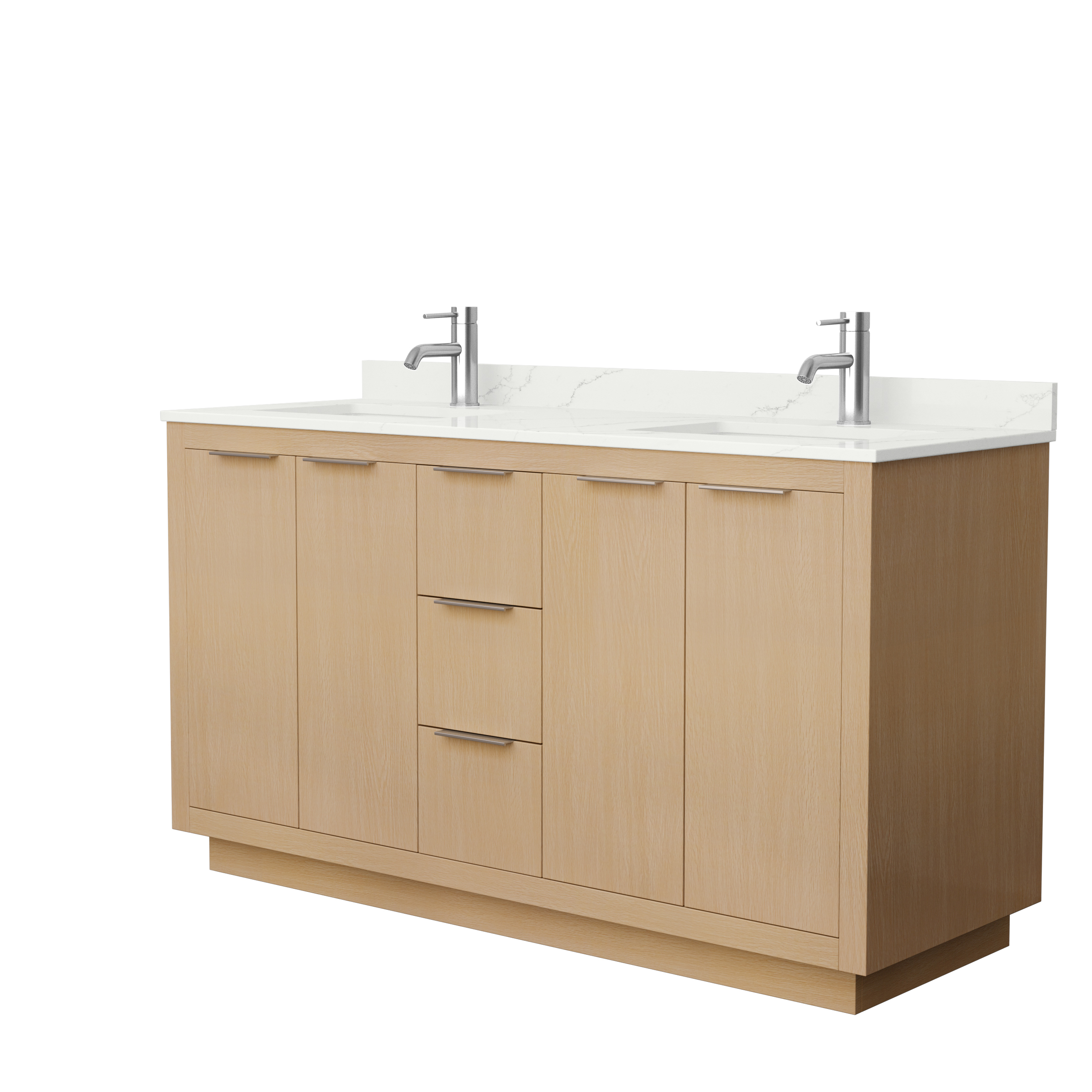 Maroni 60" Double Vanity with optional Quartz or Carrara Marble Counter - Light Straw WC-2828-60-DBL-VAN-LST--