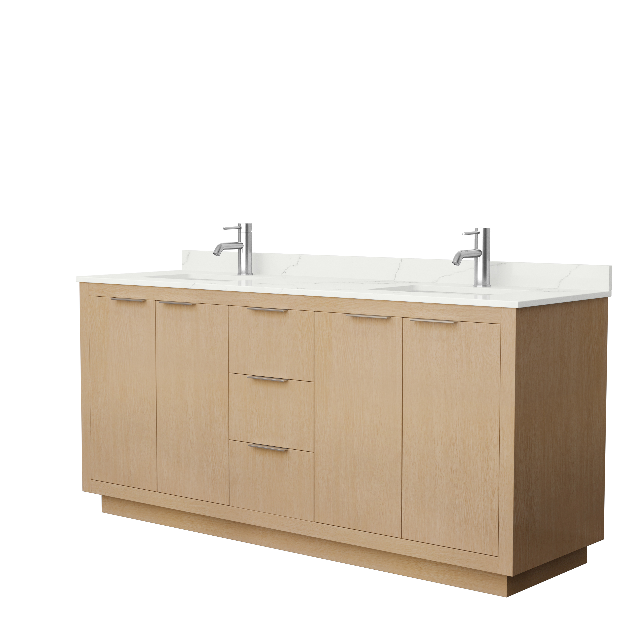 Maroni 72" Double Vanity with optional Quartz or Carrara Marble Counter - Light Straw WC-2828-72-DBL-VAN-LST--