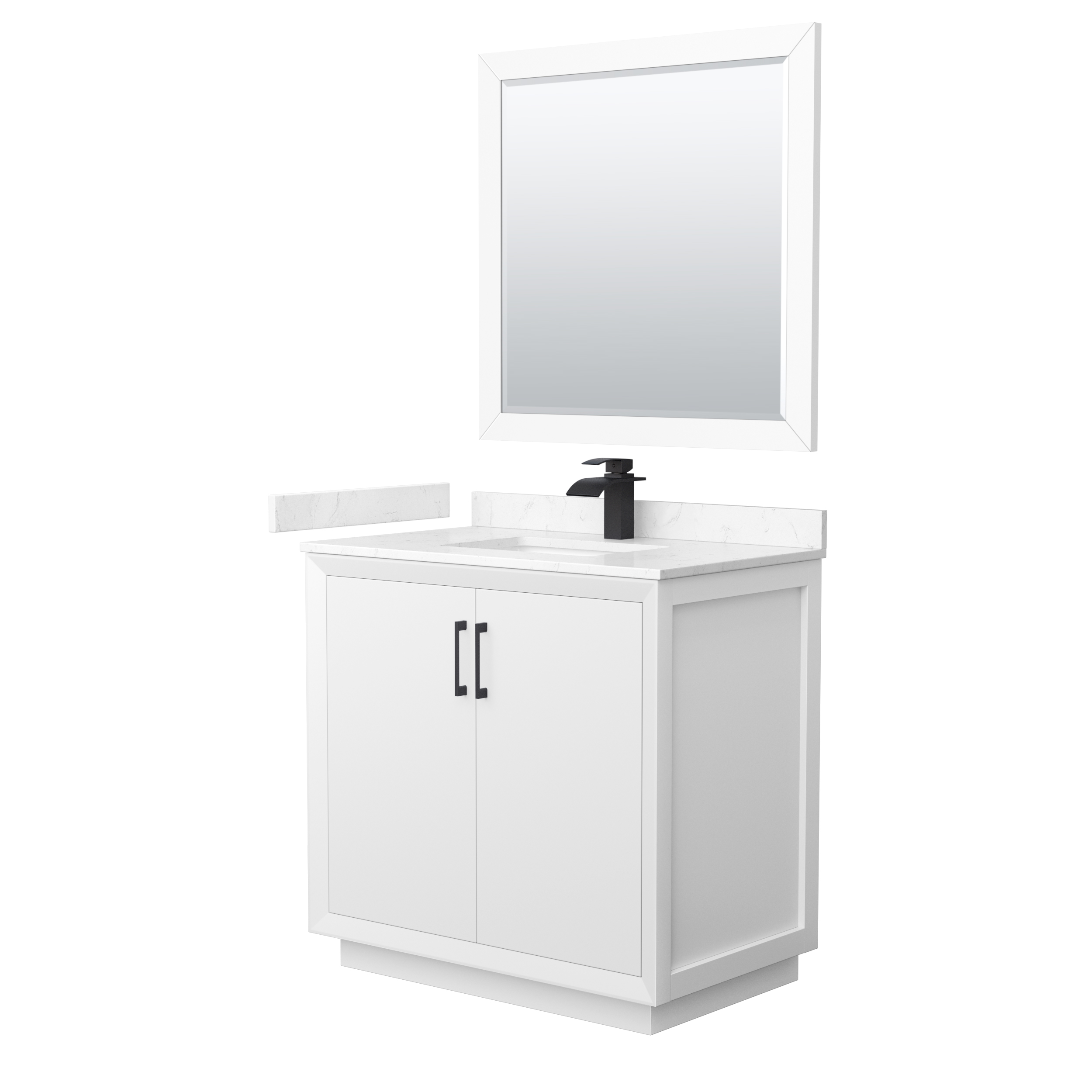 Strada 36" Single Vanity with optional Cultured Marble Counter - White WC-4141-36-SGL-VAN-WHT-