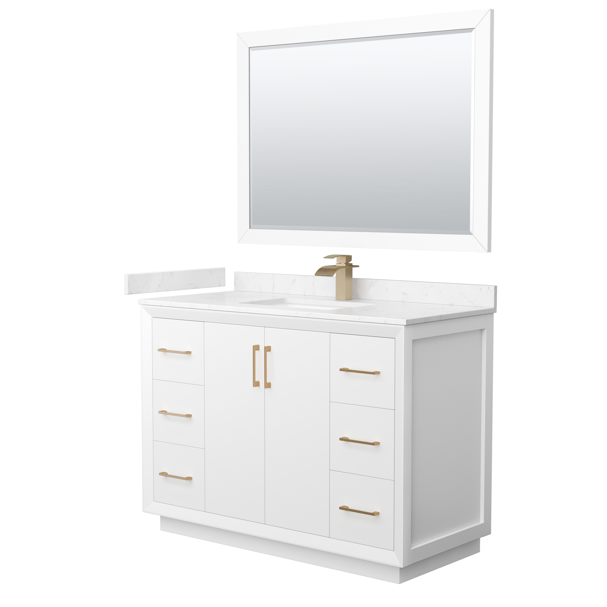 Strada 48" Single Vanity with optional Cultured Marble Counter - White WC-4141-48-SGL-VAN-WHT-