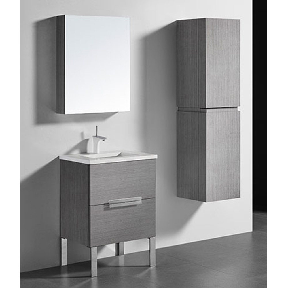 Madeli Soho 24" Bathroom Vanity for Quartzstone Top - Ash Grey B400-24-001-AG-QUARTZ