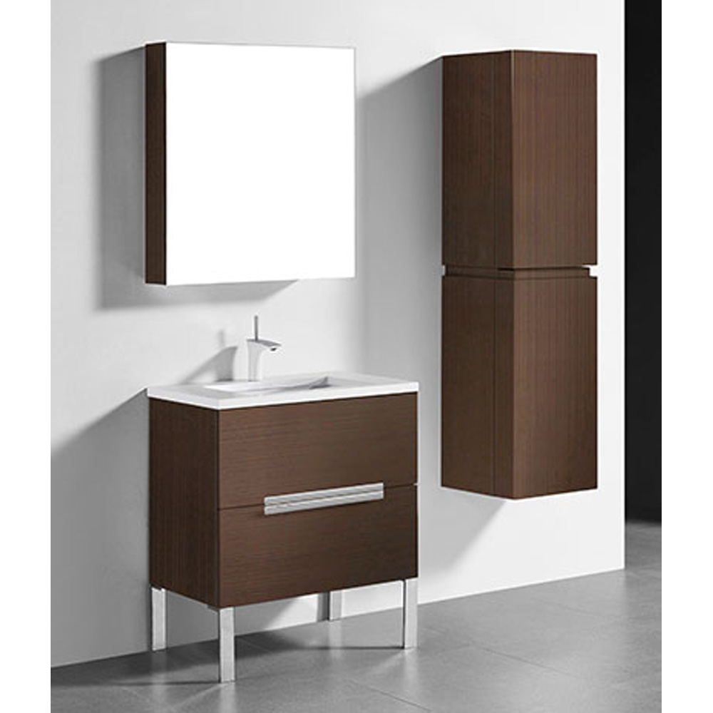 Madeli Soho 30" Bathroom Vanity for Quartzstone Top - Walnut B400-30-001-WA-QUARTZ
