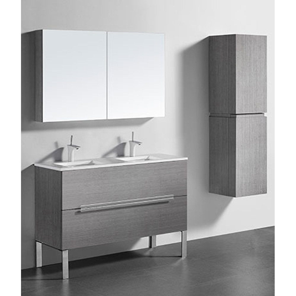 Madeli Soho 48" Double Bathroom Vanity for Quartzstone Top - Ash Grey B400-48D-001-AG-QUARTZ