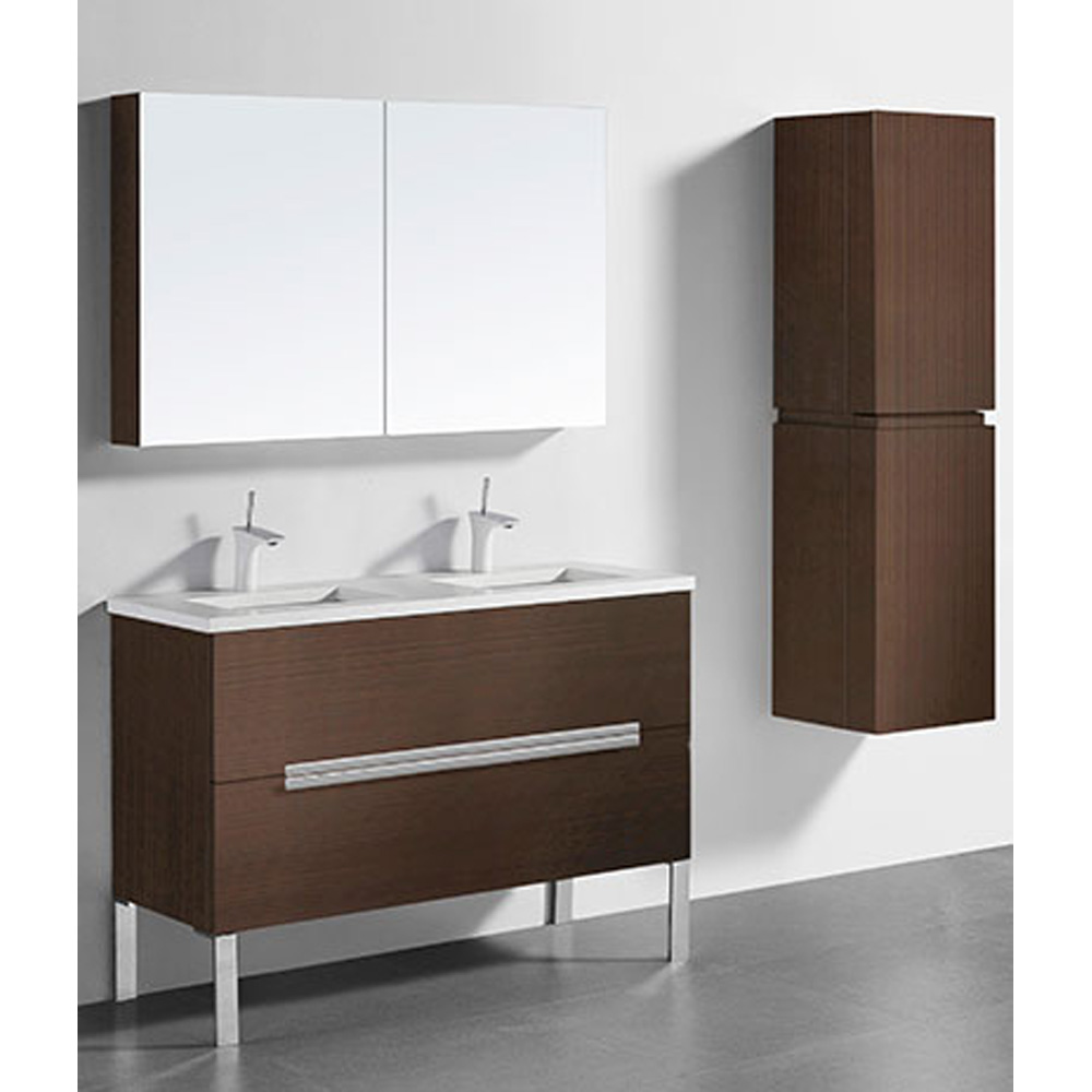 Madeli Soho 48" Double Bathroom Vanity for Quartzstone Top - Walnut B400-48D-001-WA-QUARTZ