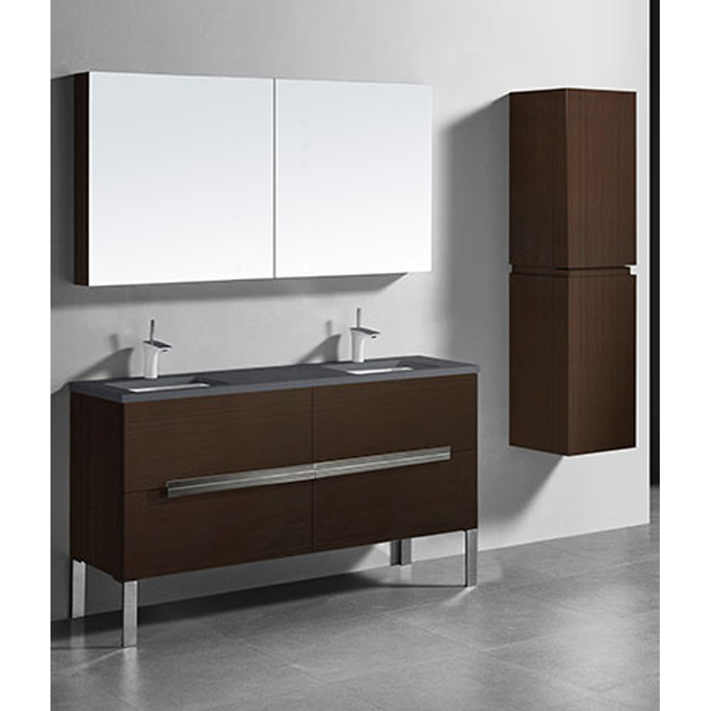 Madeli Soho 60" Double Bathroom Vanity for Quartzstone Top - Walnut B400-60D-001-WA