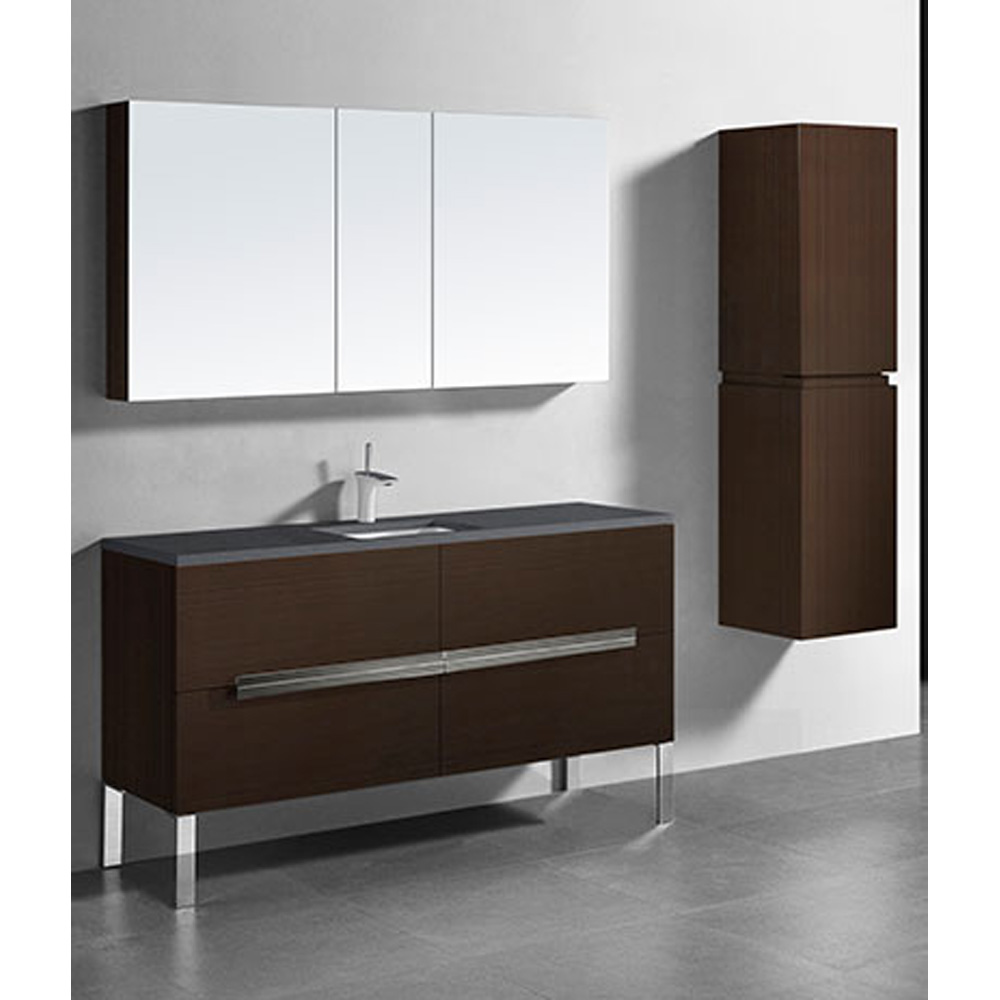 Madeli Soho 60" Single Bathroom Vanity for Quartzstone Top - Walnut B400-60C-001-WA-QUARTZ