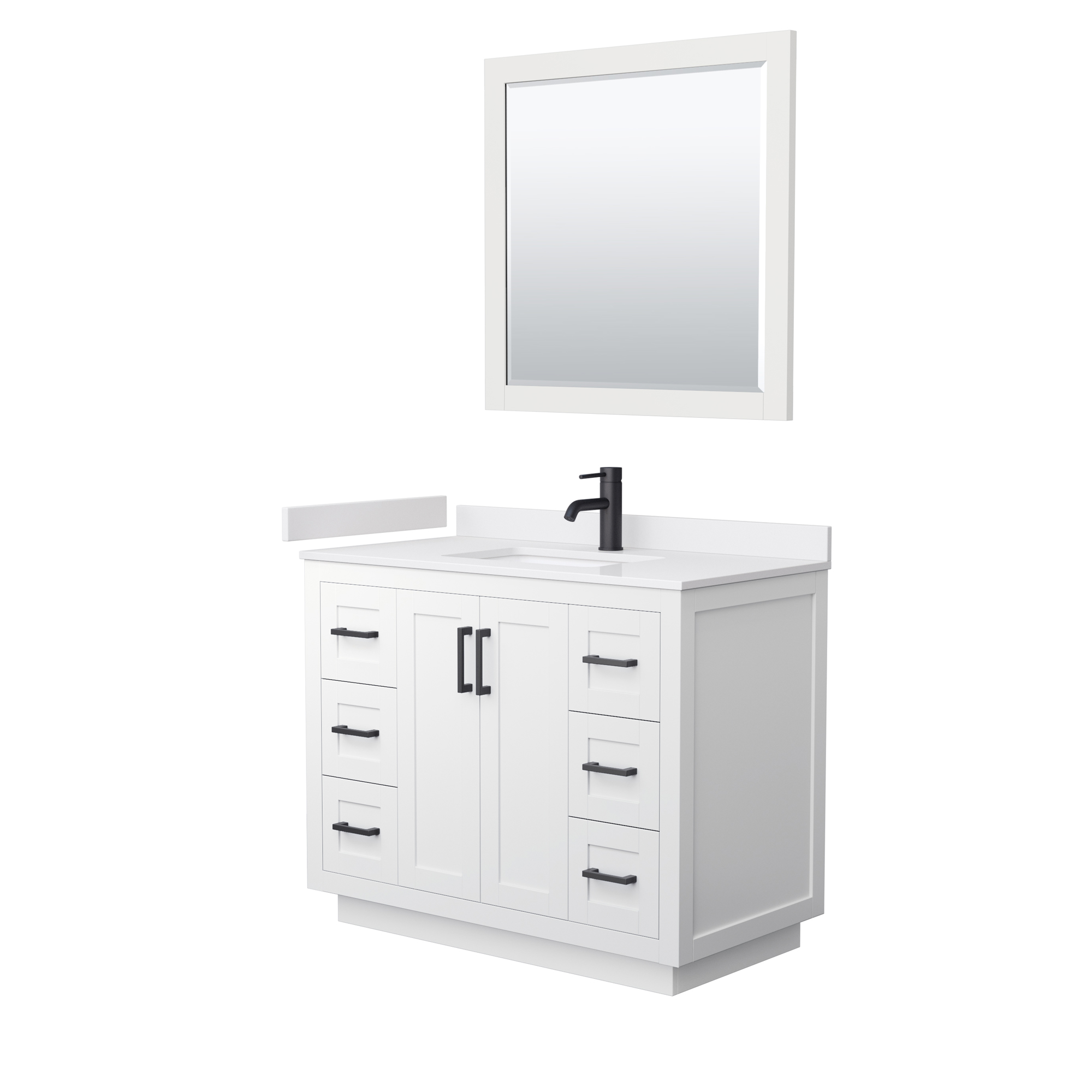Miranda 42" Single Vanity with Cultured Marble Counter - White WC-2929-42-SGL-VAN-WHT-