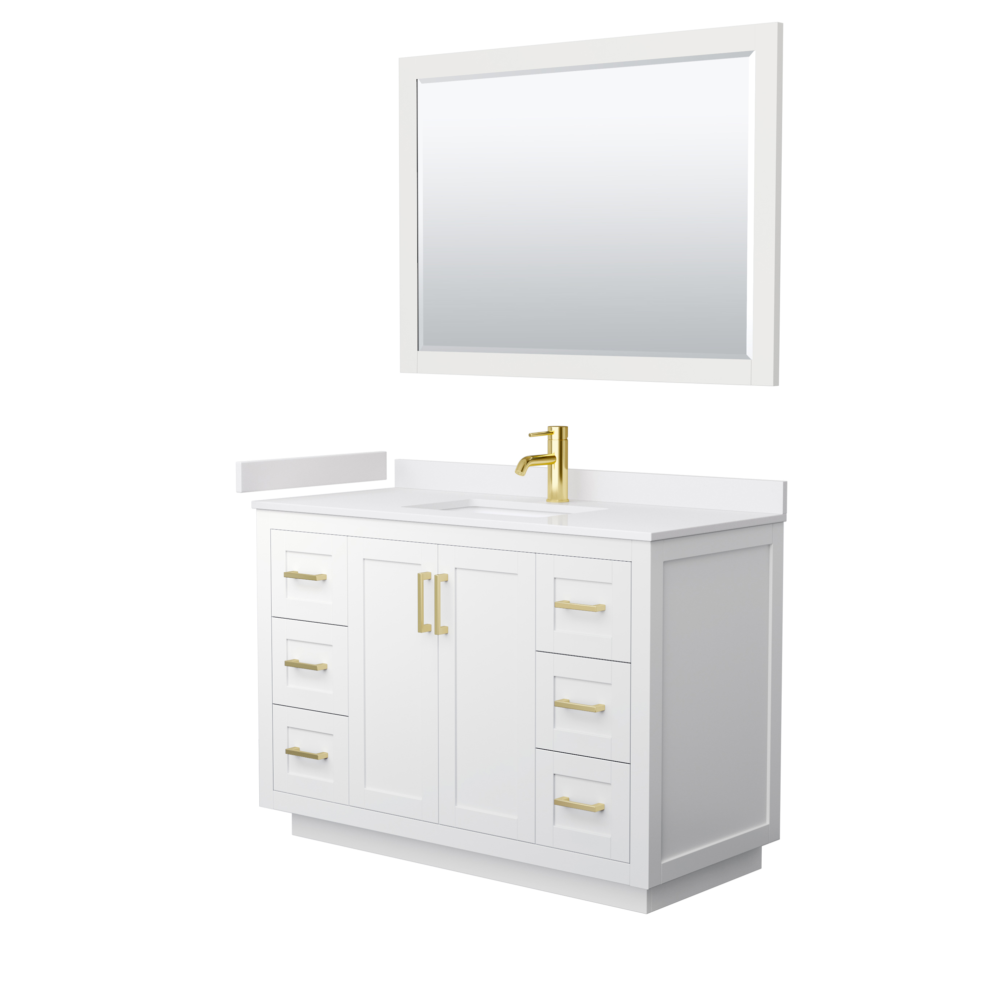 Miranda 48" Single Vanity with Cultured Marble Counter - White WC-2929-48-SGL-VAN-WHT-