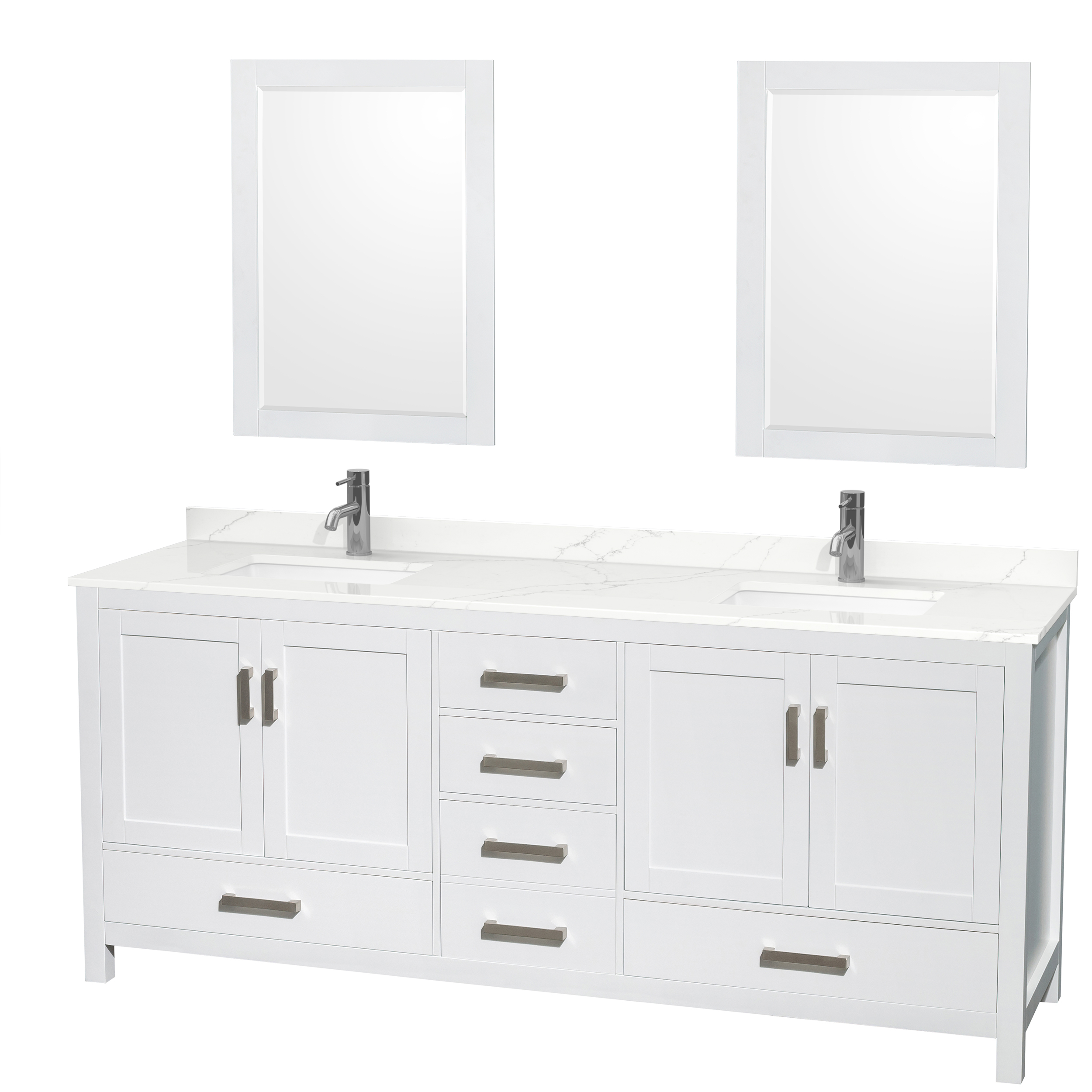 Sheffield 80" Double Bathroom Vanity by Wyndham Collection - White WC-1414-80-DBL-VAN-WHT-