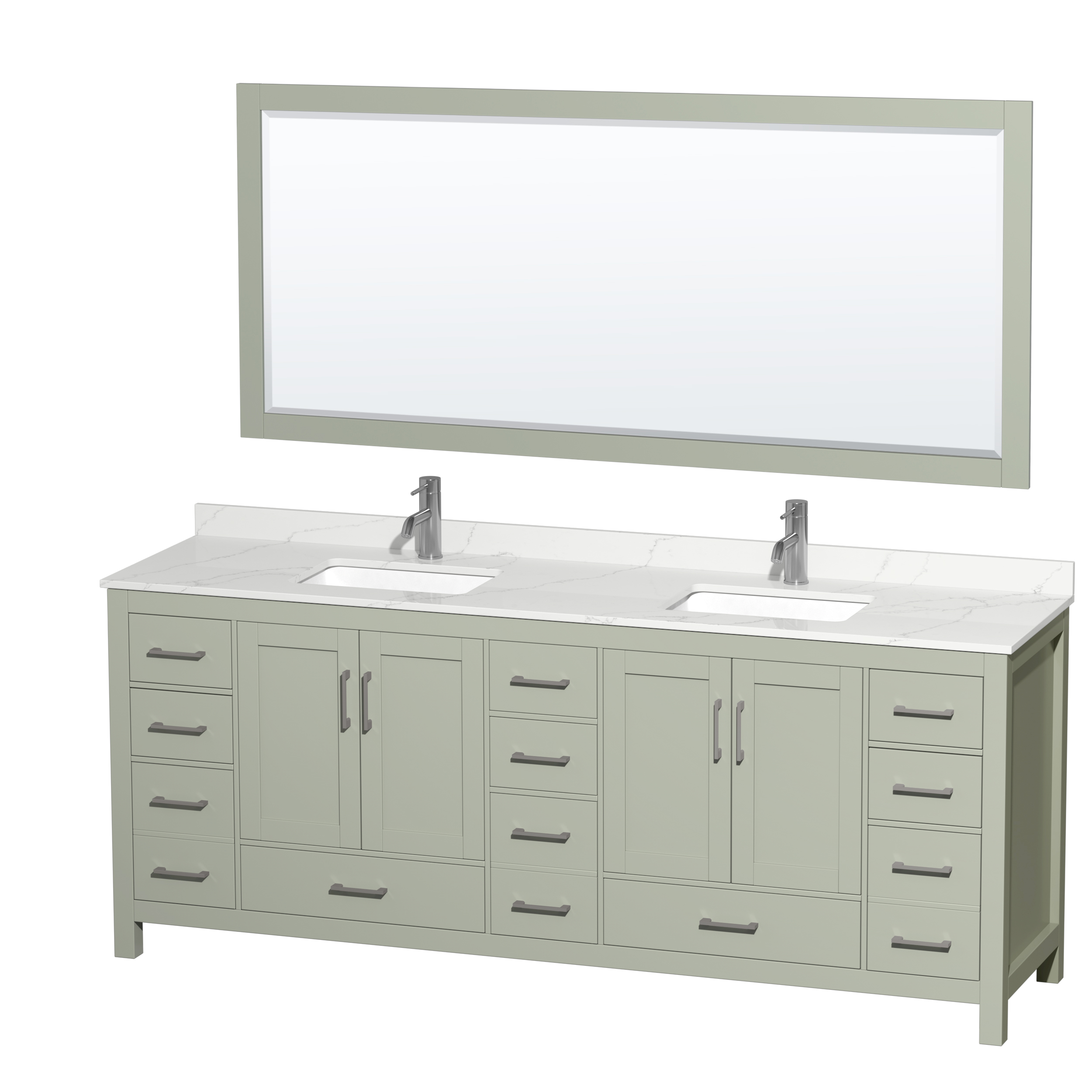Sheffield 84" Double Bathroom Vanity by Wyndham Collection - Light Green WC-1414-84-DBL-VAN-LGN